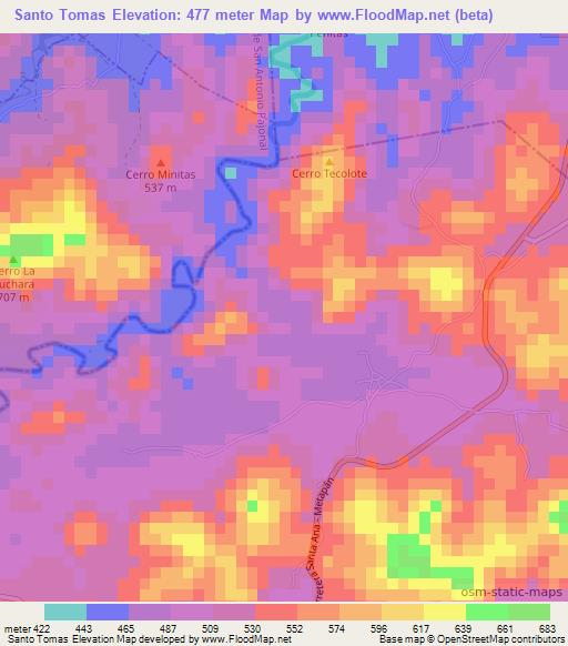 Santo Tomas,El Salvador Elevation Map