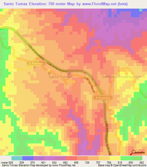 Santo Tomas,El Salvador Elevation Map