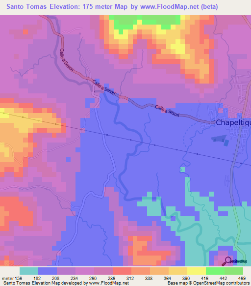 Santo Tomas,El Salvador Elevation Map