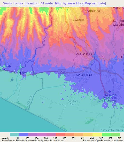 Santo Tomas,El Salvador Elevation Map