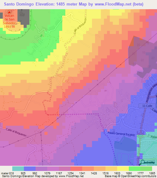 Santo Domingo,El Salvador Elevation Map