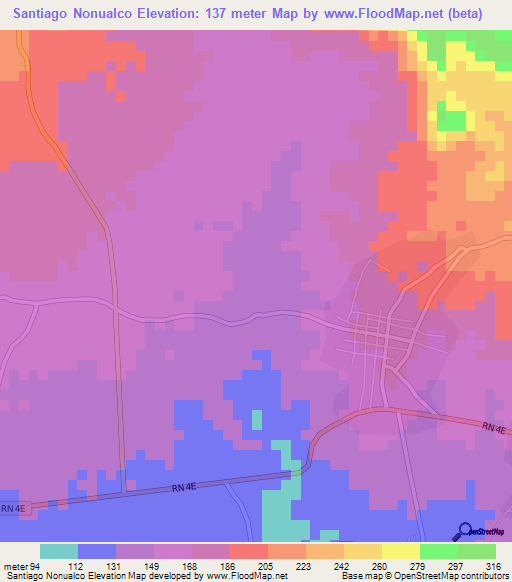 Santiago Nonualco,El Salvador Elevation Map
