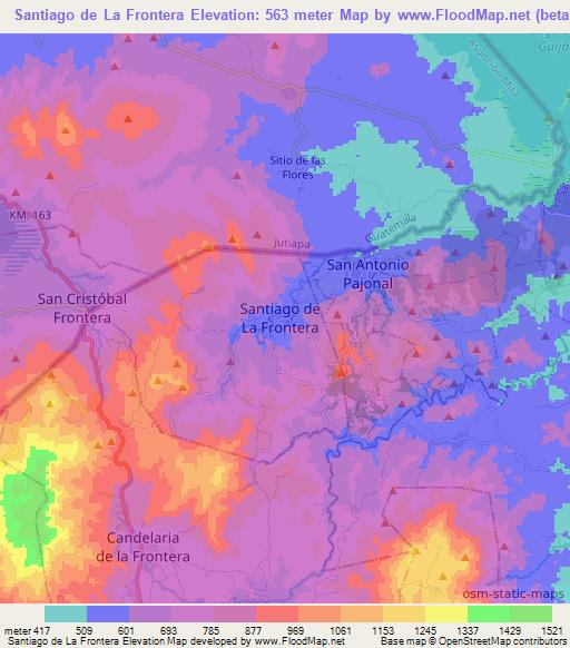 Santiago de La Frontera,El Salvador Elevation Map