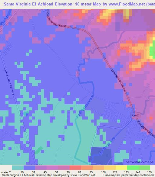 Santa Virginia El Achiotal,El Salvador Elevation Map