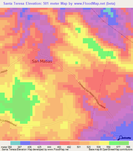 Santa Teresa,El Salvador Elevation Map