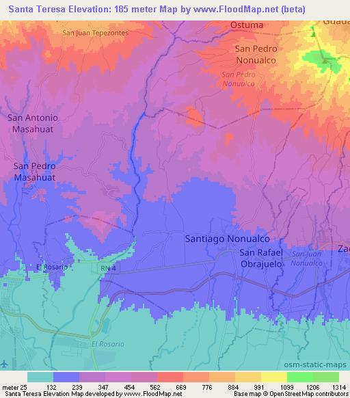Santa Teresa,El Salvador Elevation Map