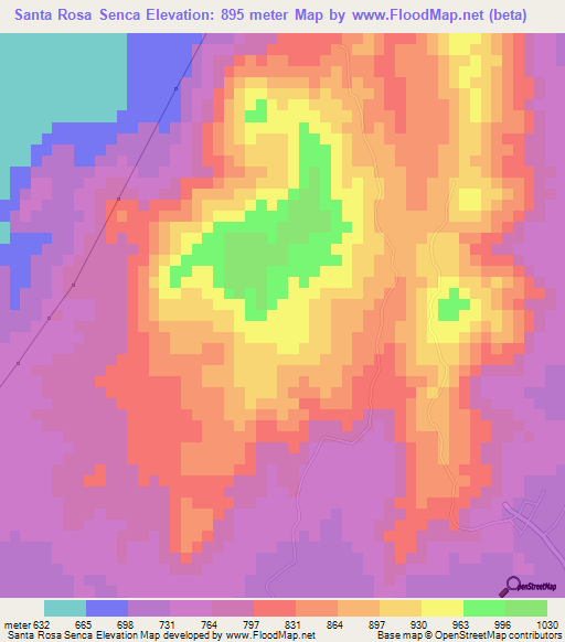 Santa Rosa Senca,El Salvador Elevation Map