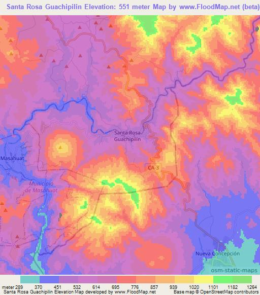 Santa Rosa Guachipilin,El Salvador Elevation Map