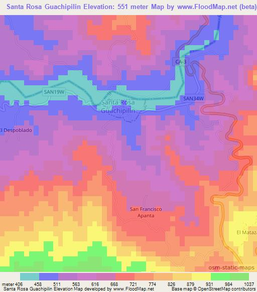 Santa Rosa Guachipilin,El Salvador Elevation Map