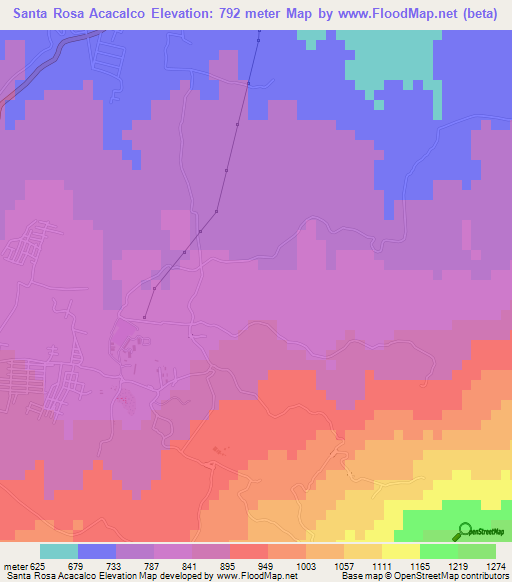 Santa Rosa Acacalco,El Salvador Elevation Map