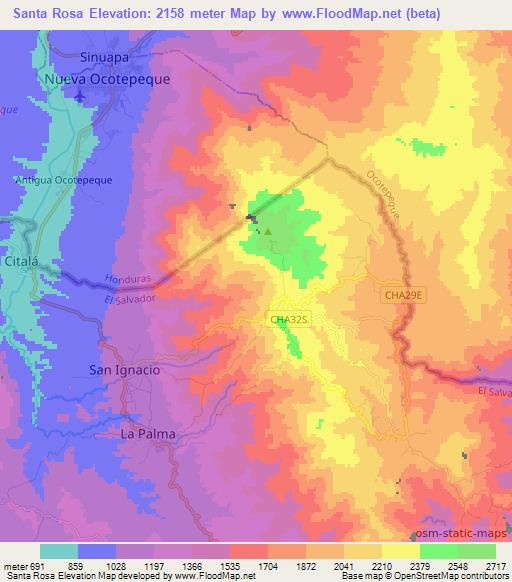 Santa Rosa,El Salvador Elevation Map