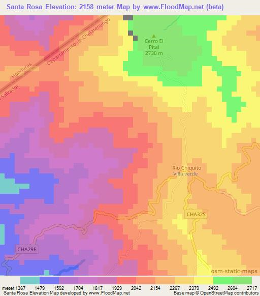 Santa Rosa,El Salvador Elevation Map