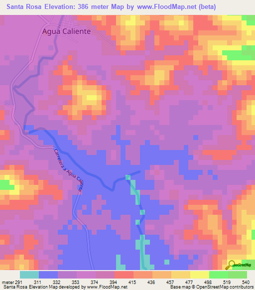 Santa Rosa,El Salvador Elevation Map
