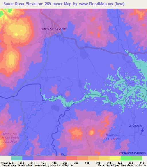 Santa Rosa,El Salvador Elevation Map