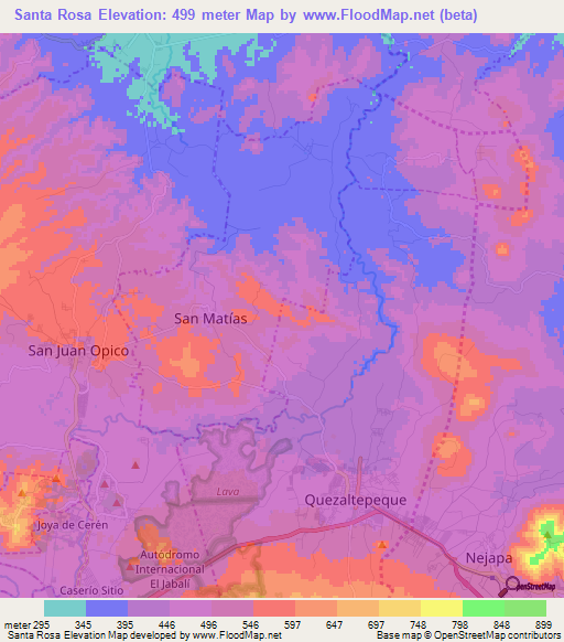 Santa Rosa,El Salvador Elevation Map