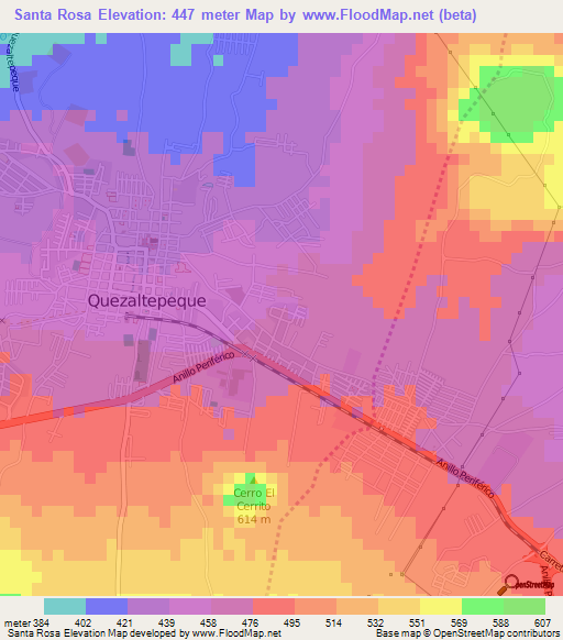 Santa Rosa,El Salvador Elevation Map
