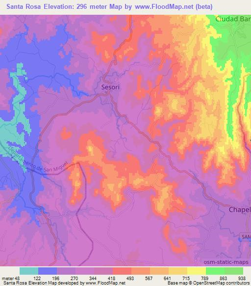 Santa Rosa,El Salvador Elevation Map