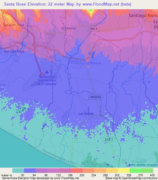 Santa Rosa,El Salvador Elevation Map