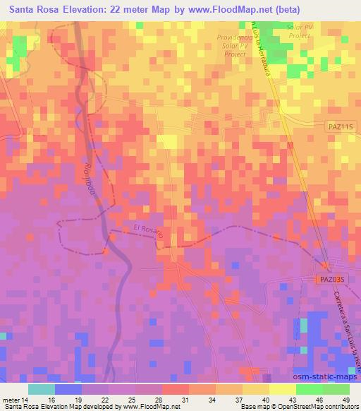 Santa Rosa,El Salvador Elevation Map