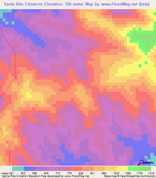 Santa Rita Cimarron,El Salvador Elevation Map