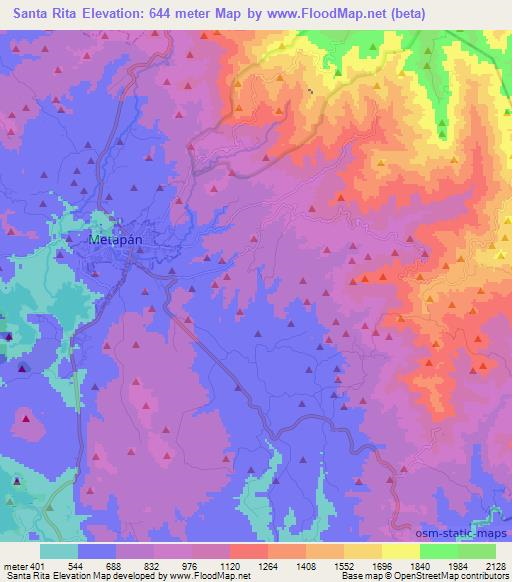 Santa Rita,El Salvador Elevation Map