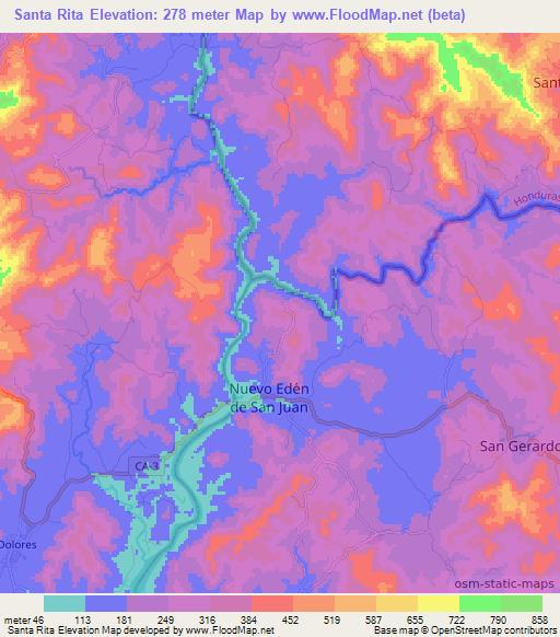 Santa Rita,El Salvador Elevation Map
