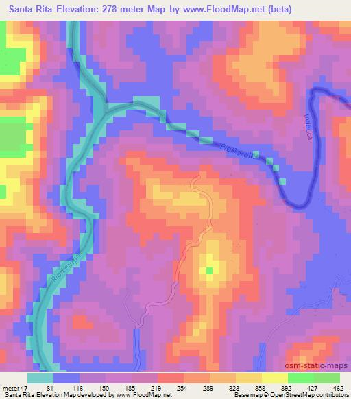 Santa Rita,El Salvador Elevation Map
