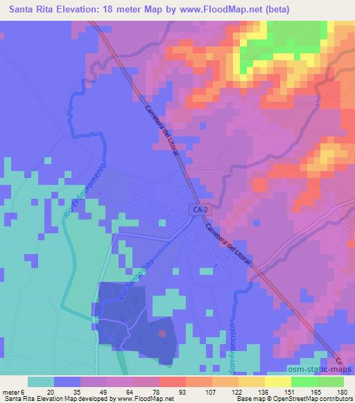 Santa Rita,El Salvador Elevation Map