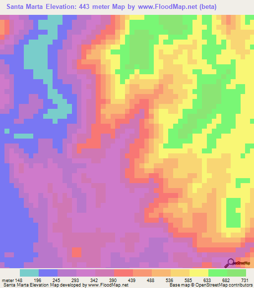 Santa Marta,El Salvador Elevation Map