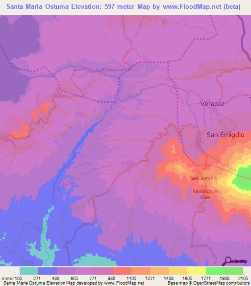 Santa Maria Ostuma,El Salvador Elevation Map