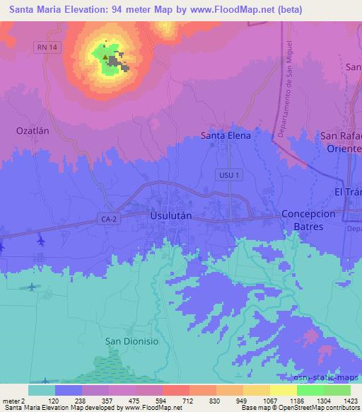 Santa Maria,El Salvador Elevation Map