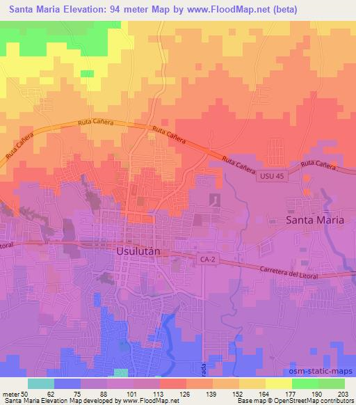 Santa Maria,El Salvador Elevation Map