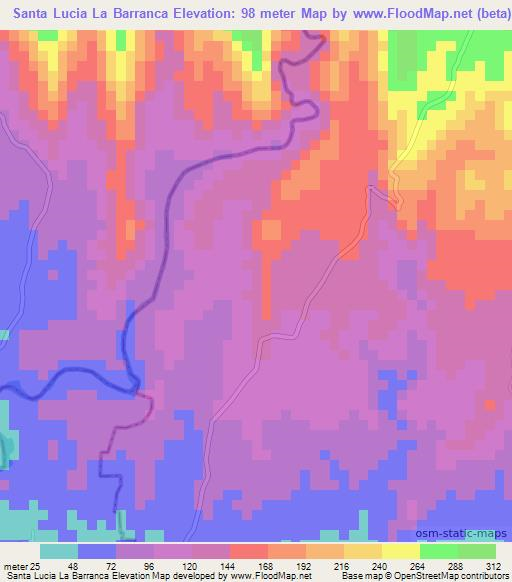 Santa Lucia La Barranca,El Salvador Elevation Map