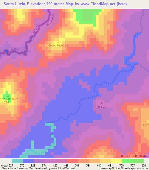 Santa Lucia,El Salvador Elevation Map