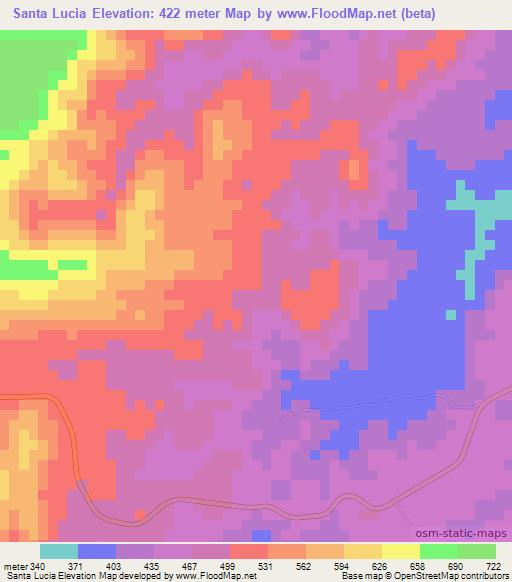 Santa Lucia,El Salvador Elevation Map