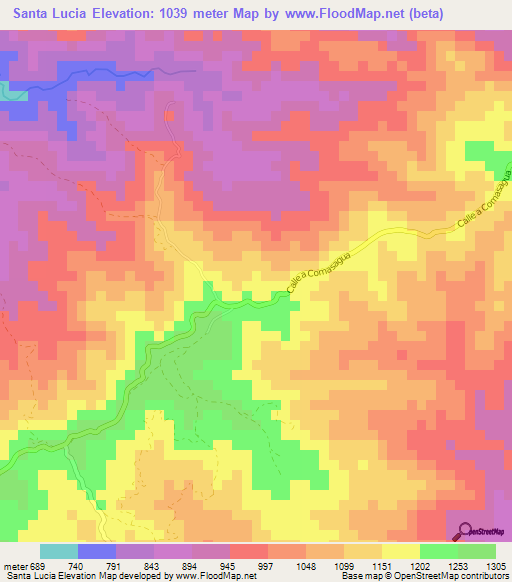 Santa Lucia,El Salvador Elevation Map