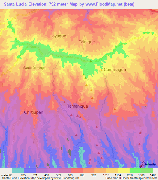 Santa Lucia,El Salvador Elevation Map