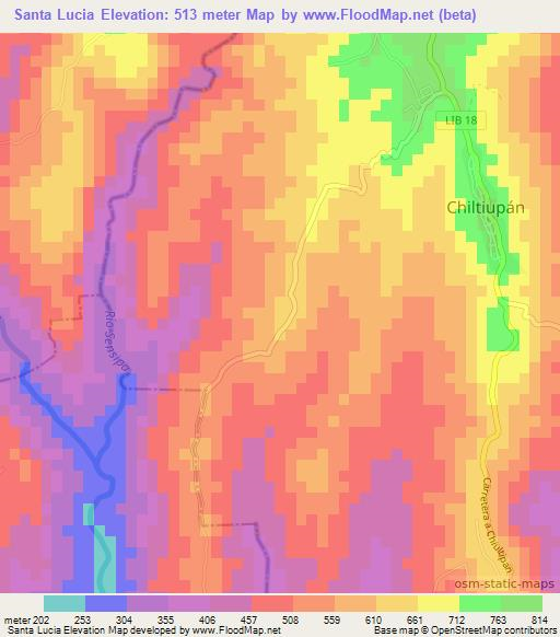 Santa Lucia,El Salvador Elevation Map