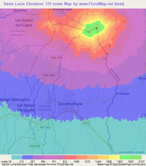 Santa Lucia,El Salvador Elevation Map