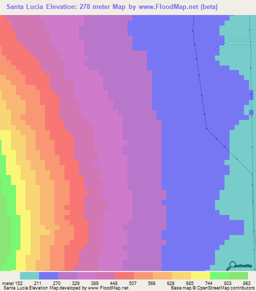 Santa Lucia,El Salvador Elevation Map