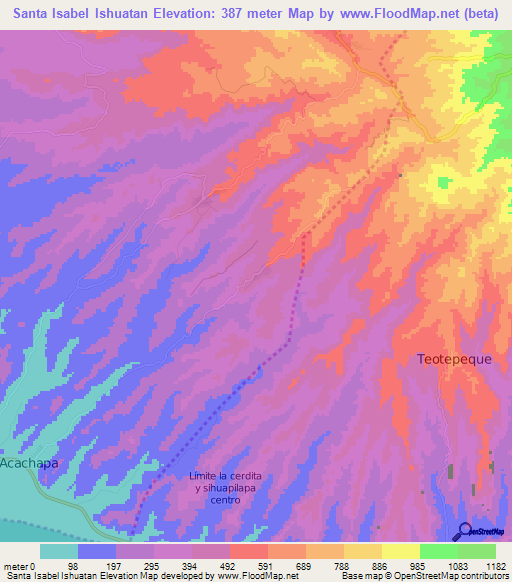 Santa Isabel Ishuatan,El Salvador Elevation Map
