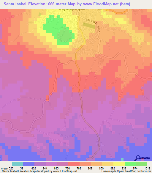 Santa Isabel,El Salvador Elevation Map