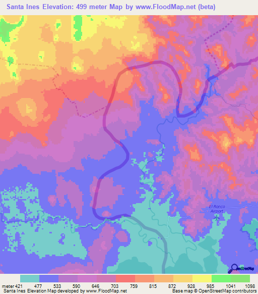 Santa Ines,El Salvador Elevation Map