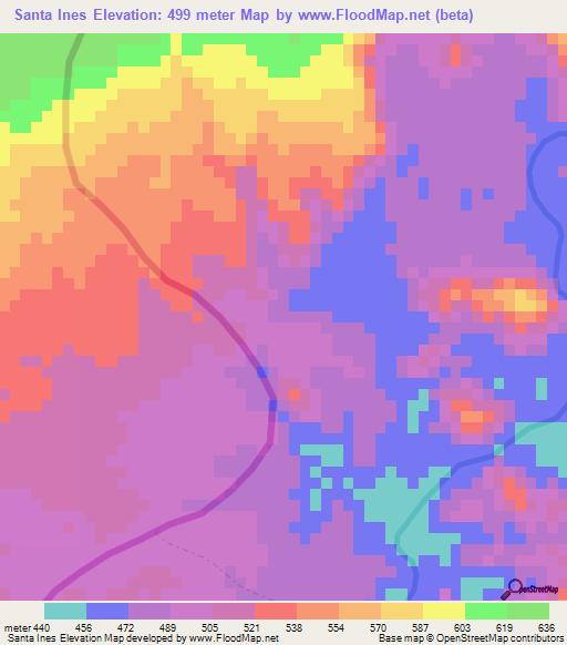Santa Ines,El Salvador Elevation Map