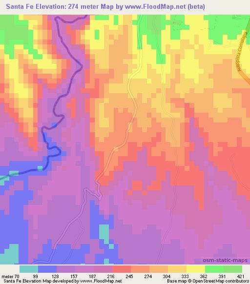 Santa Fe,El Salvador Elevation Map