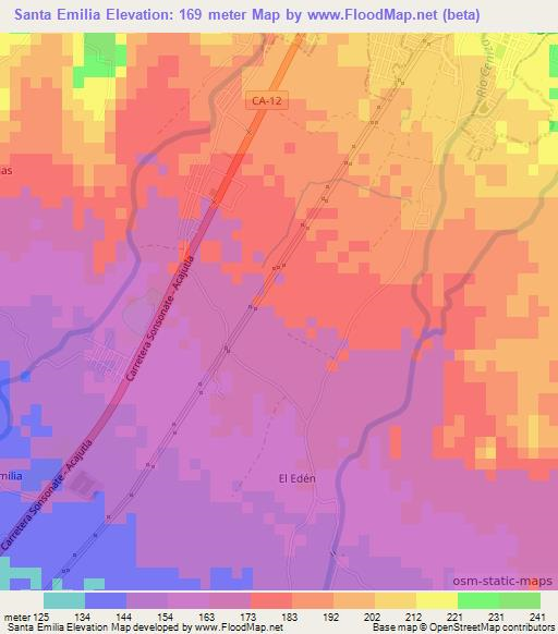 Santa Emilia,El Salvador Elevation Map
