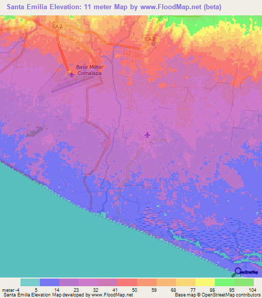 Santa Emilia,El Salvador Elevation Map