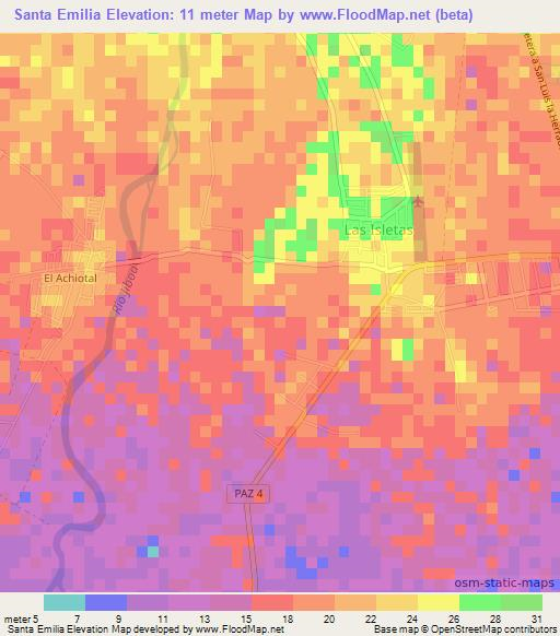 Santa Emilia,El Salvador Elevation Map