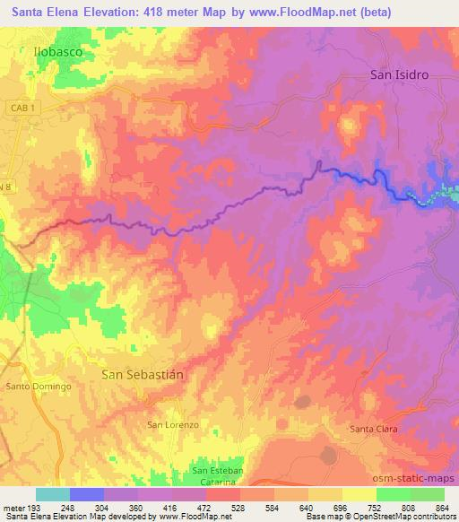 Santa Elena,El Salvador Elevation Map