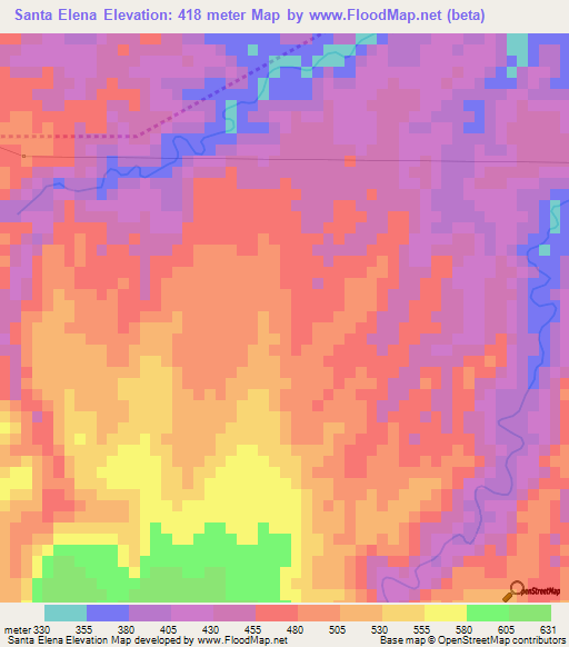 Santa Elena,El Salvador Elevation Map
